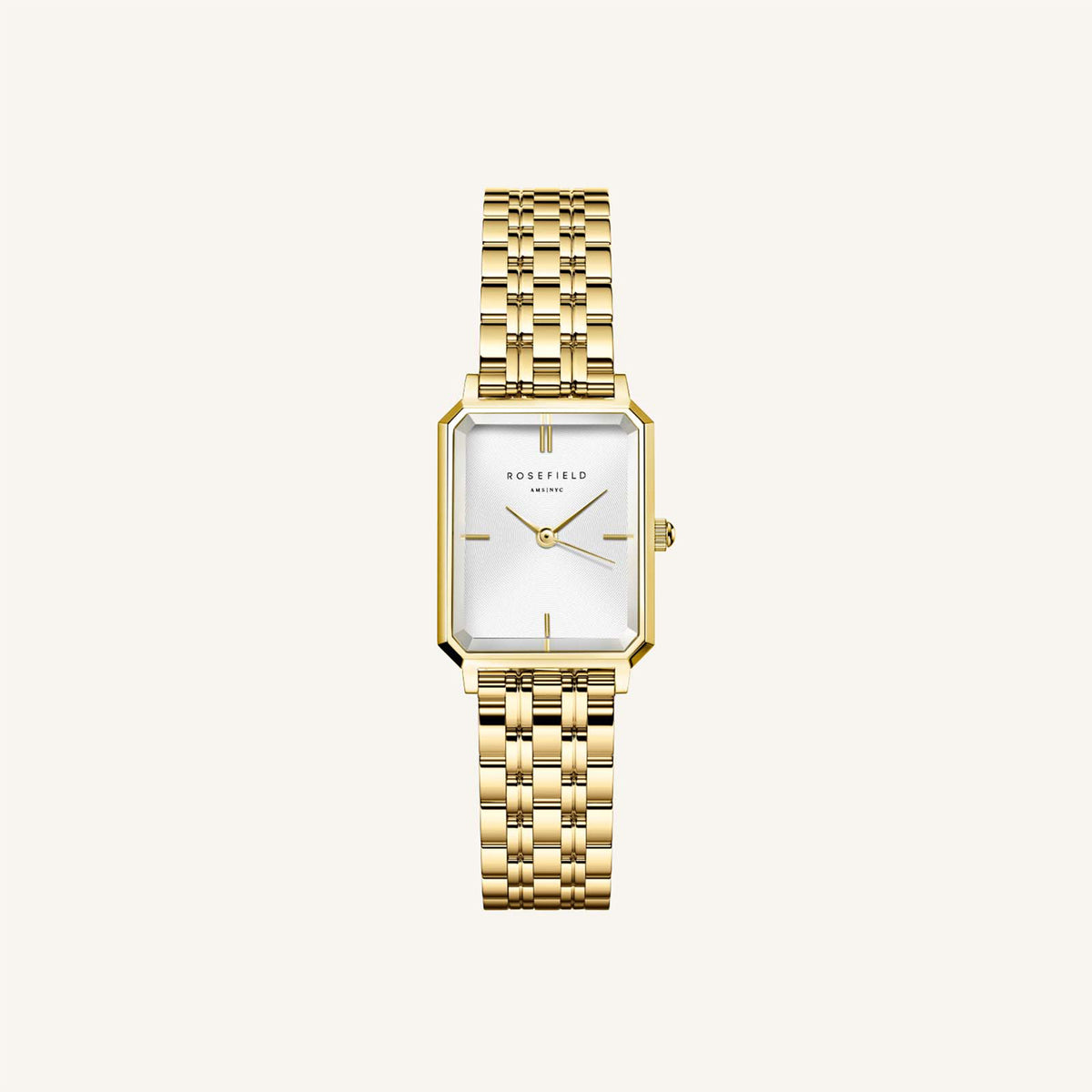 Rosefield Octagon XS White Sunray Steel GoldLadies Watch