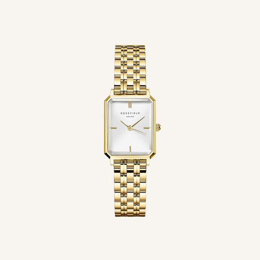 Rosefield Octagon XS White Sunray Steel GoldLadies Watch