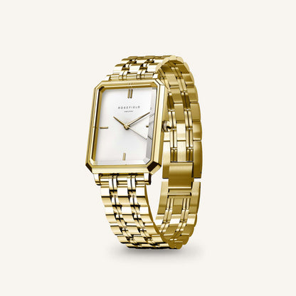 Rosefield Octagon XS White Sunray Steel GoldLadies Watch