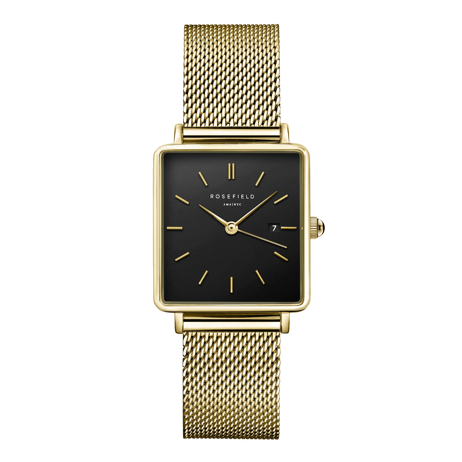 Rosefield The Boxy Black Mesh GoldLadies Watch – The Watch House