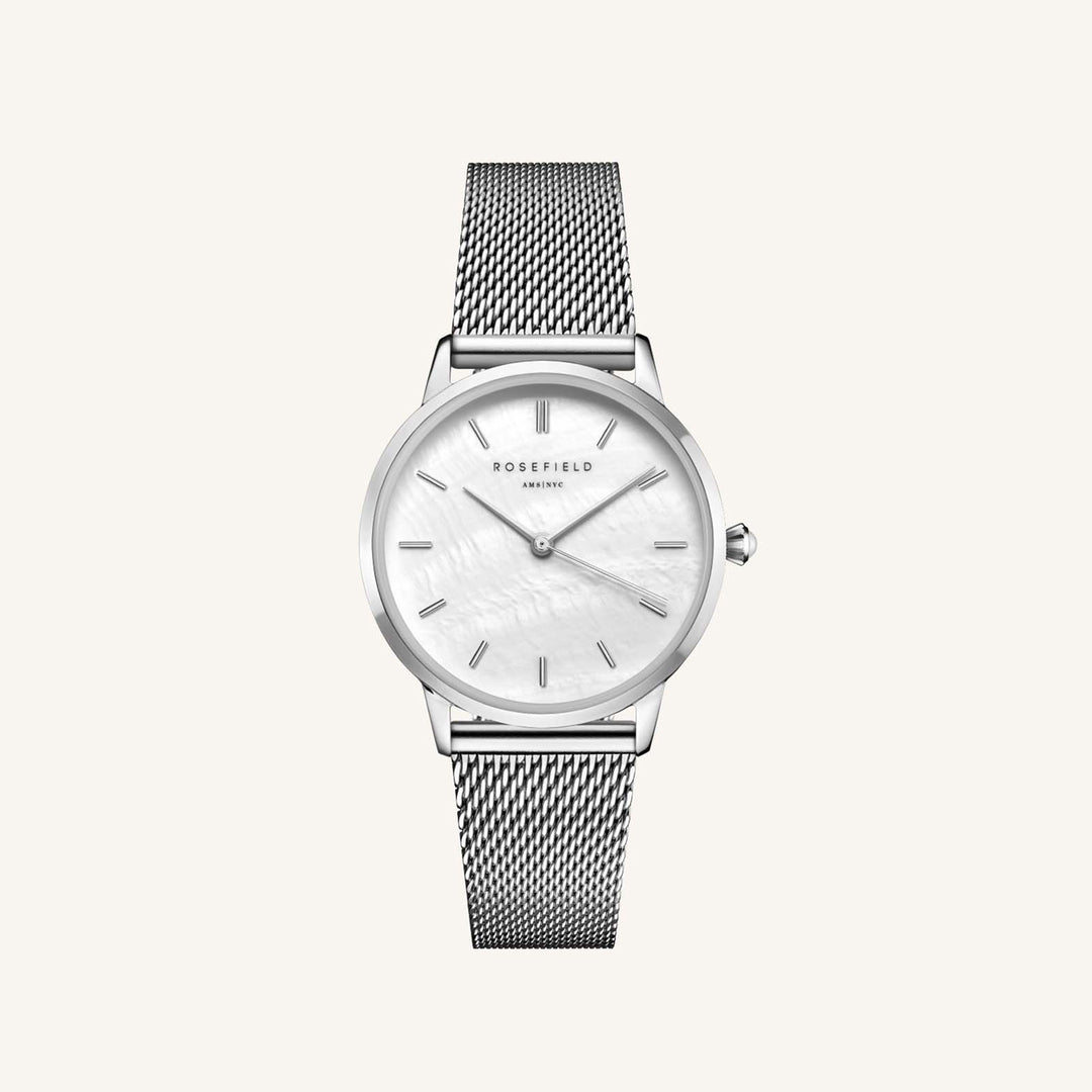 Rosefield Pearl Edit Mesh White MOP SilverLadies Watch