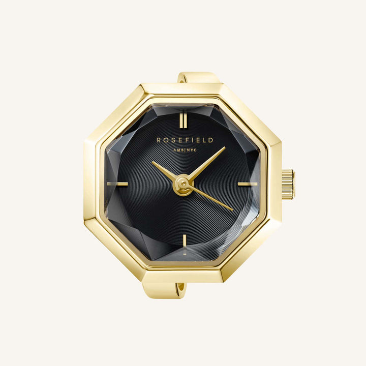 Rosefield Rosefield Studio Octagonal Watch Ring Black GoldLadies Watch