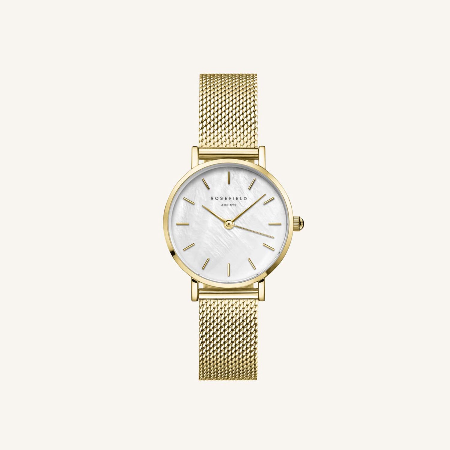 Rosefield Small Edit White MOP Mesh GoldLadies Watch – The Watch House