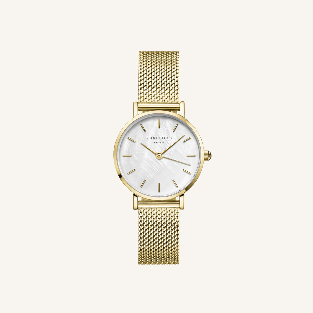 Rosefield Small Edit White MOP Mesh GoldLadies Watch