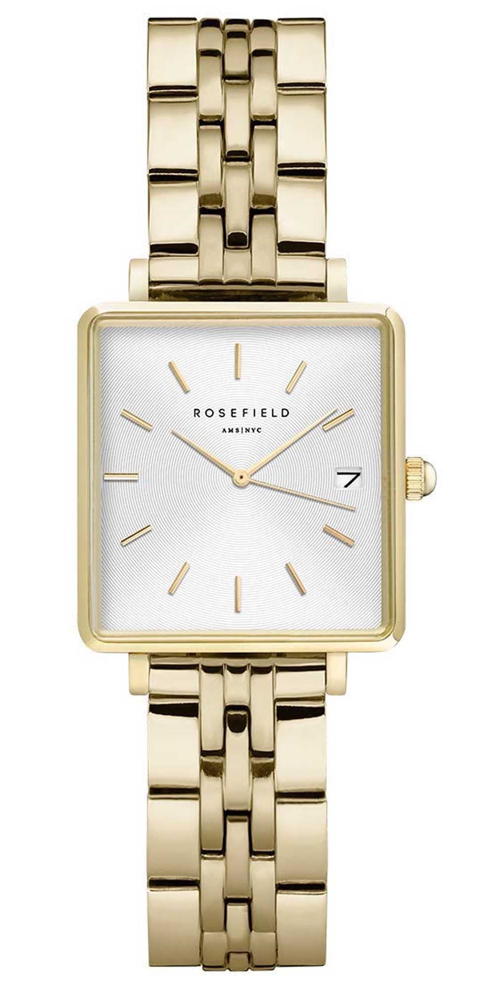 Rosefield The Boxy XS White Steel + Multi Liquid charms Bracelet GoldLadies Watch