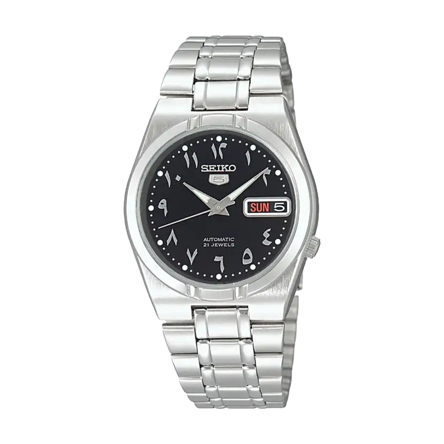 SEIKO 5 Automatic Black Arabic Dial Stainless Steel Men's Watch SNK063J5