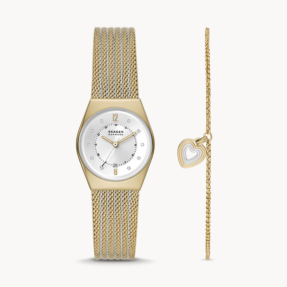 SKAGEN  GRENEN LILLE BOX SET GOLD STAINLESS STEEL WOMENS SET WATCH