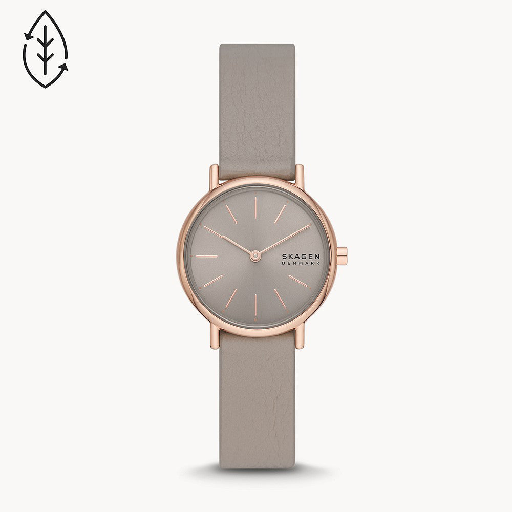 SKAGEN SIGNATUR LILLE TWO-HAND GREYSTONE ECO LEATHER WATCH