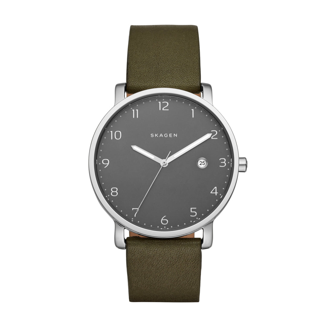 SKAGEN GREEN LEATHER WATCH