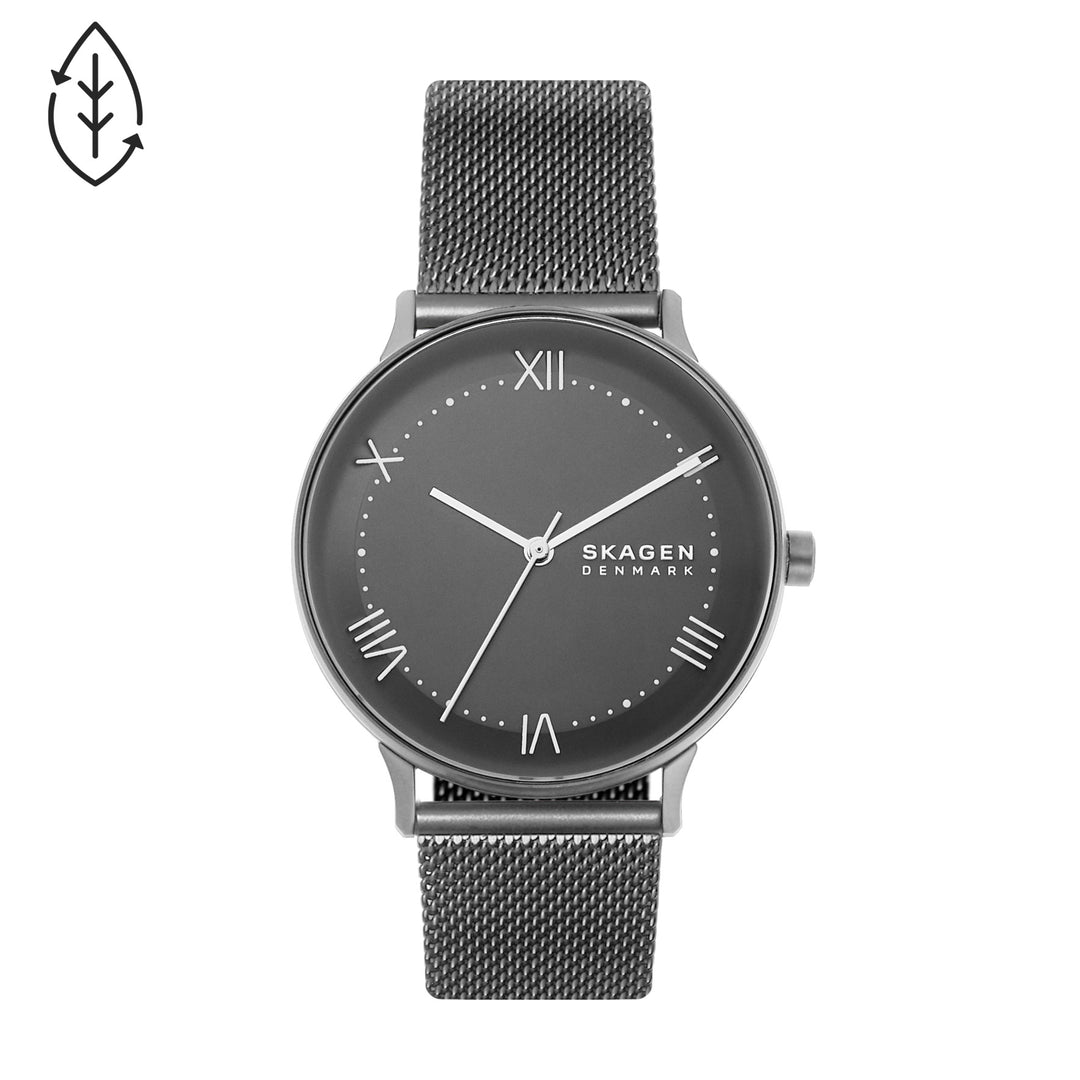 SKAGEN NILLSON THREE-HAND CHARCOAL STEEL MESH WATCH