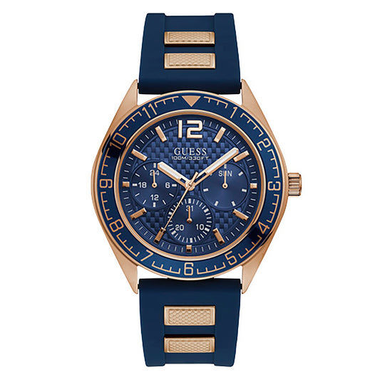 Guess Men's Watch Rose Gold Tone/Blue Case Quartz