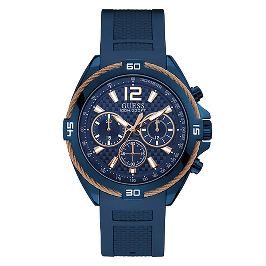 Guess Men's Watch Rose Gold Tone/Blue Case Quartz