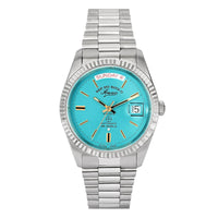 West End Unisex Silver Tone Case Turquoise Dial Automatic Watch