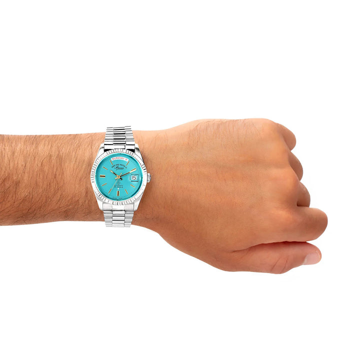 West End Unisex Silver Tone Case Turquoise Dial Automatic Watch