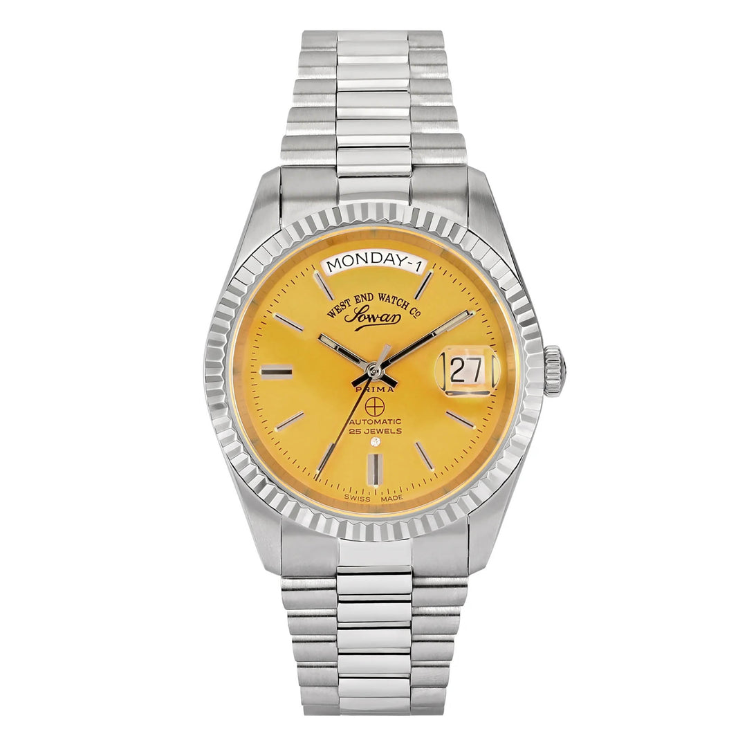 West End Men's Silver Tone Case Yellow Dial Automatic Watch