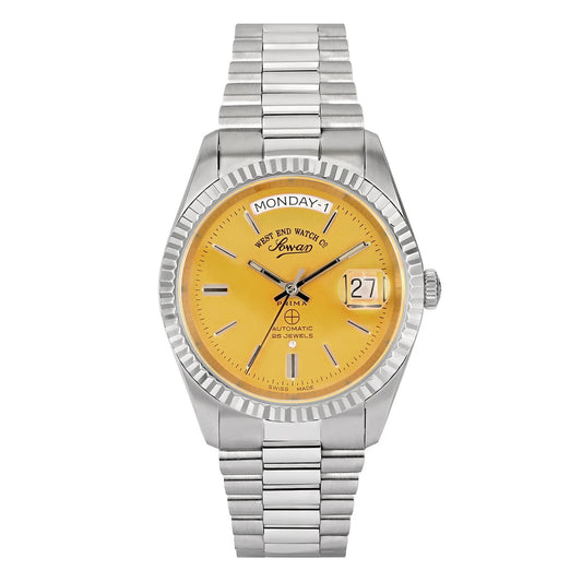 West End Men's Silver Tone Case Yellow Dial Automatic Watch