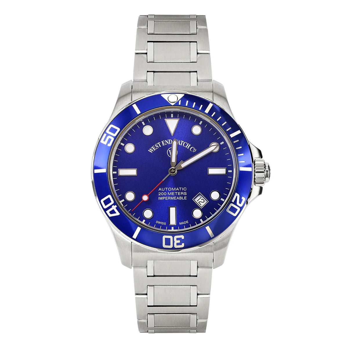 West End Men's Silver Tone Case Blue Dial Automatic Watch