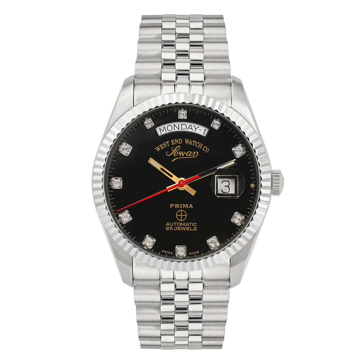 West End Men's Silver Tone Case Black Dial Automatic Watch