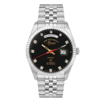 West End Men's Silver Tone Case Black Dial Automatic Watch
