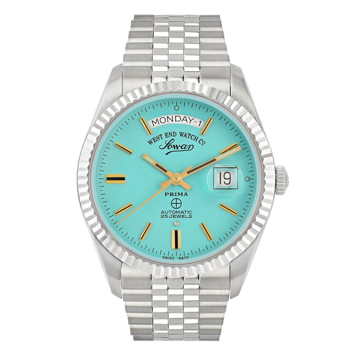 West End Men's Silver Tone Case Turquoise Dial Automatic Watch