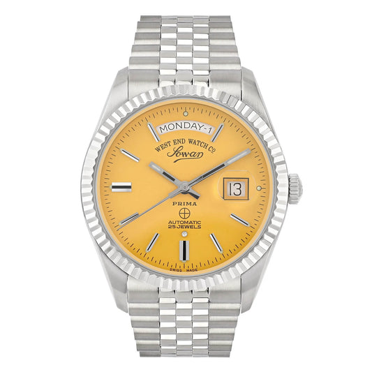West End Men's Silver Tone Case Yellow Dial Automatic Watch