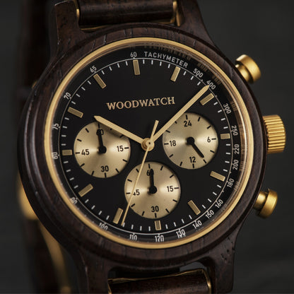 Woodwatch Men's Classic Chrono Black Forest Quartz Watch