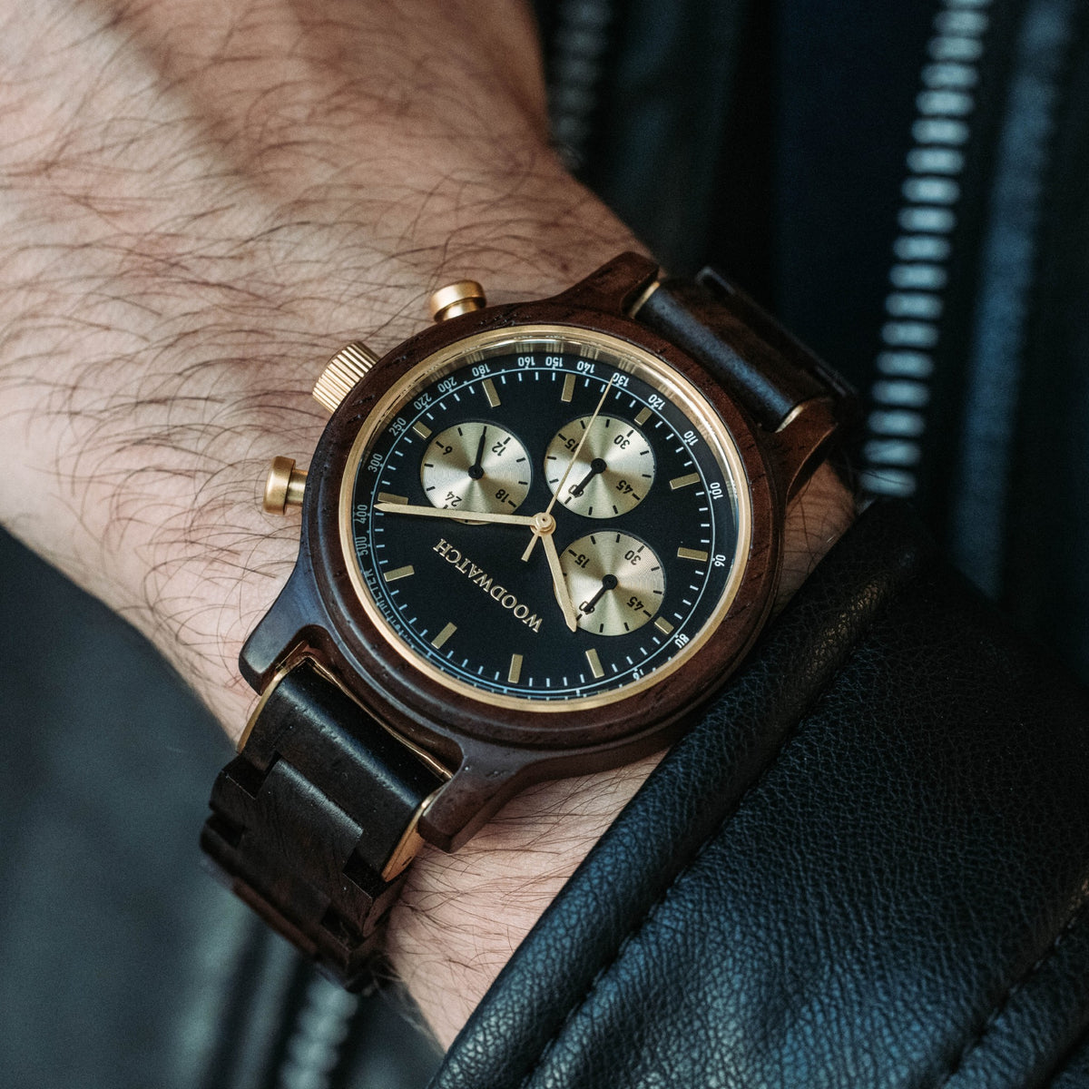 Woodwatch Men's Classic Chrono Black Forest Quartz Watch