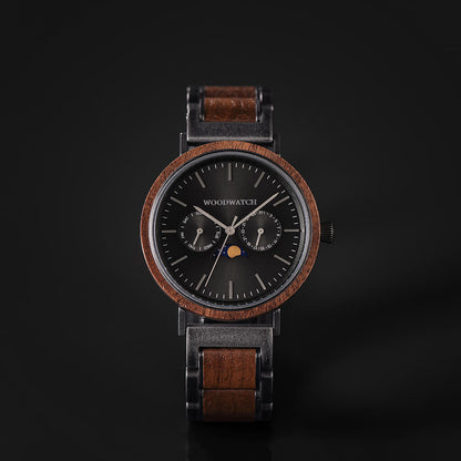 Woodwatch Men's Element Brushed Iron Walnut Quartz Watch