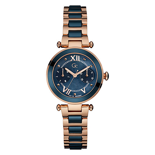 Gc Women's Watch Blue & Rose Gold Case Quartz