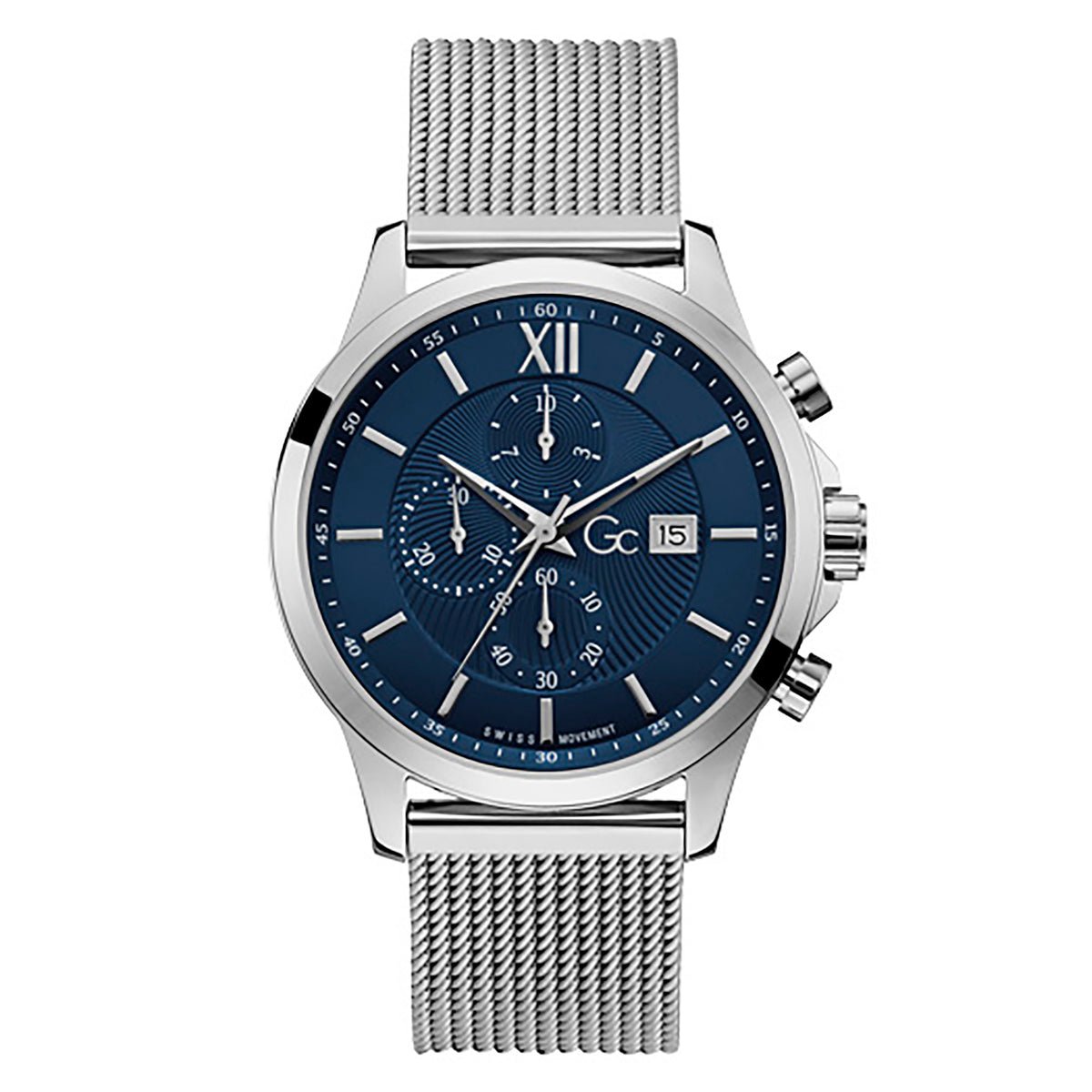 Gc Men's Watch Silver Case Quartz