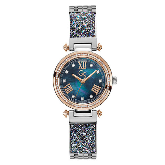Gc Women's Watch Silver & Rose Gold Case Quartz