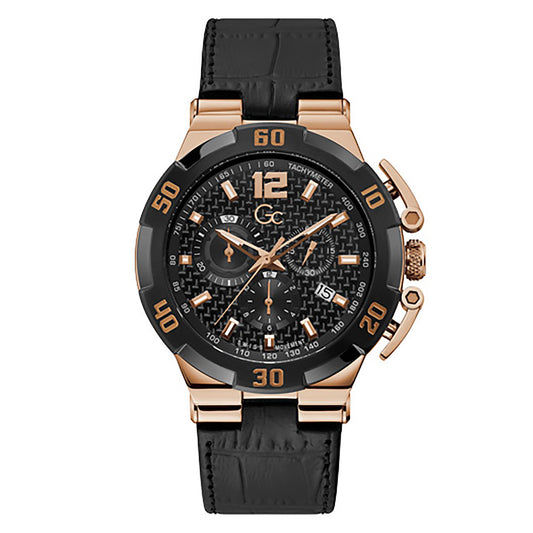 Gc Men's Watch Black & Rose Gold Case Quartz