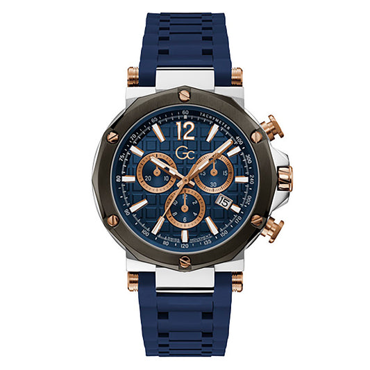 Gc Men's Watch Silver & Gun-Metal Case Quartz