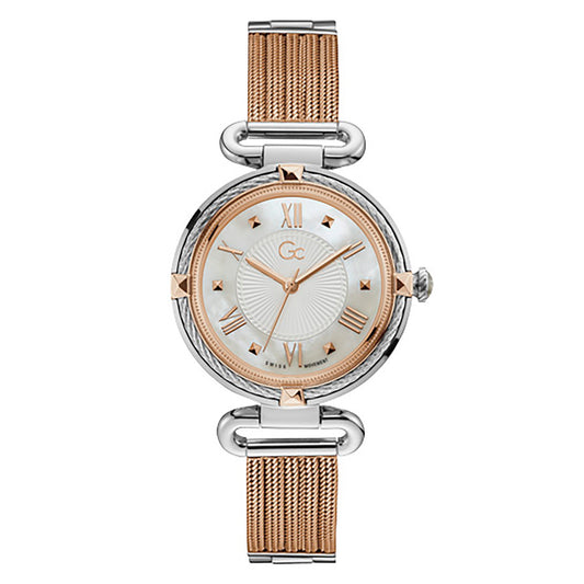 Gc Women's Watch Silver & Rose Gold Case Quartz