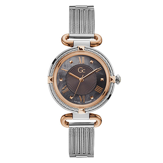 Gc Women's Watch Silver & Rose Gold Case Quartz
