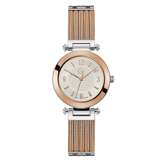 Gc Women's Watch Silver & Rose Gold Case Quartz