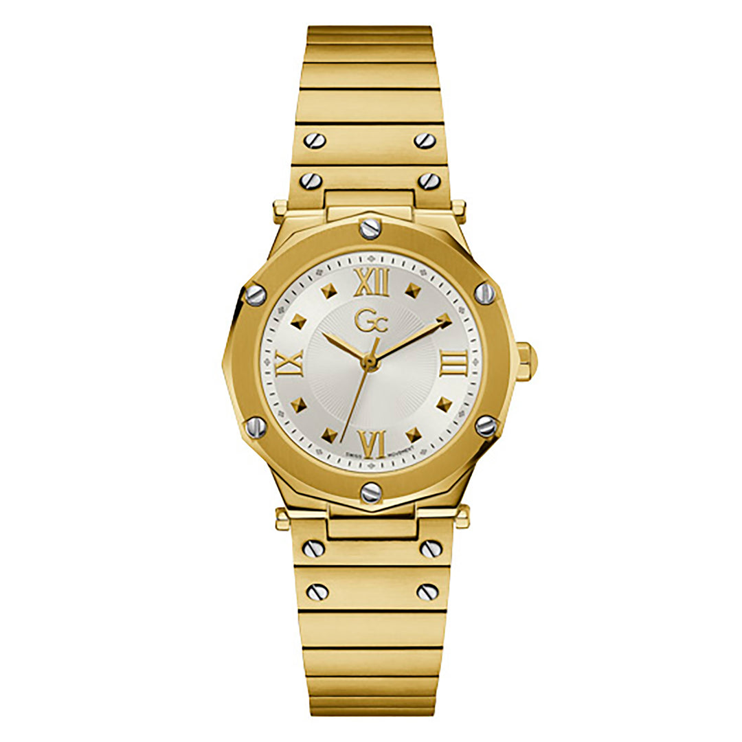 Gc Women's Watch Silver & Yellow Gold Case Quartz