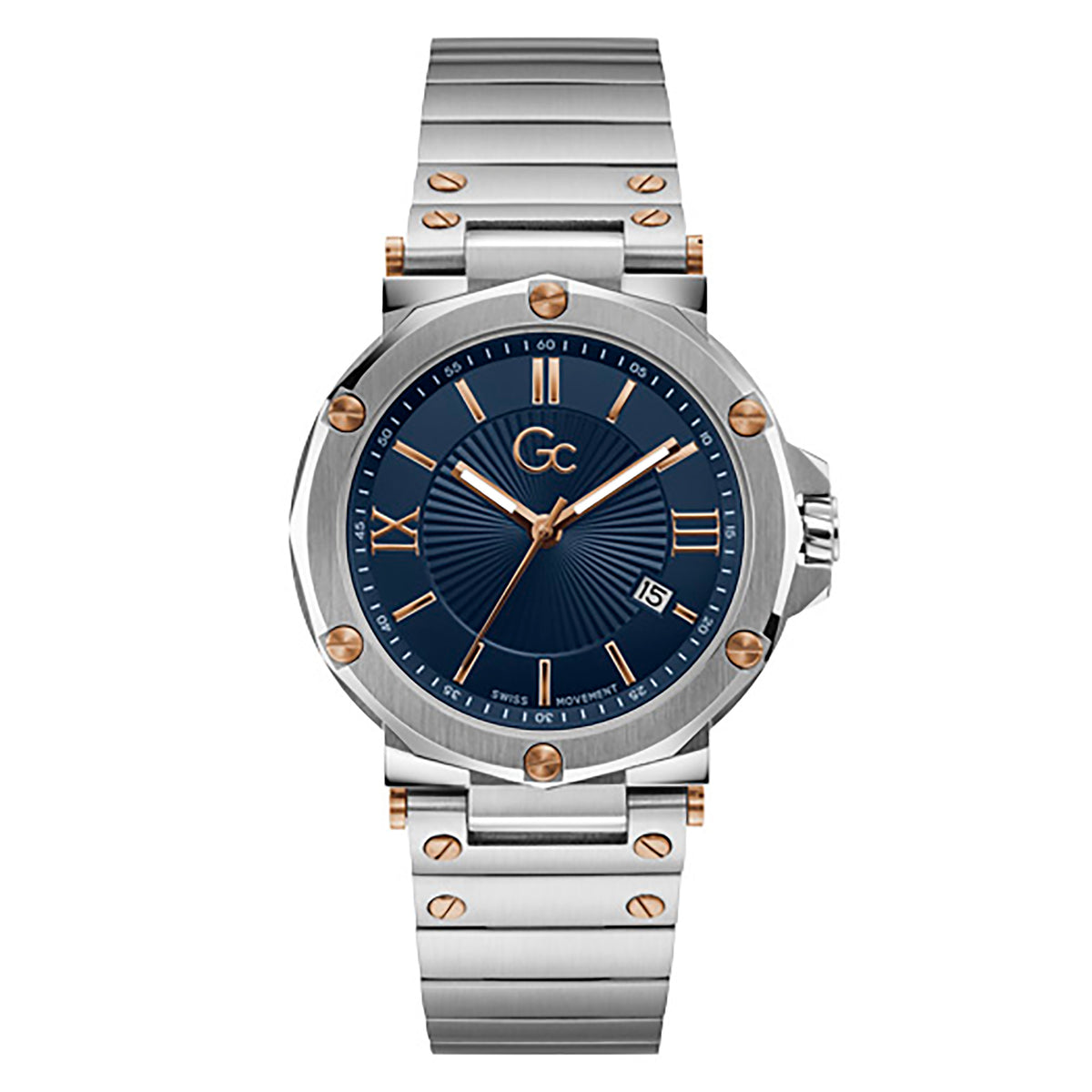 Gc Men's Watch Silver Case Quartz