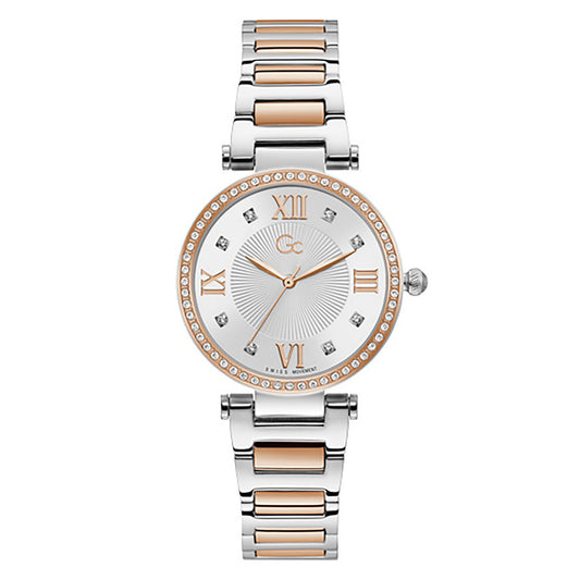 Gc Women's Watch Silver & Rose Gold Case Quartz