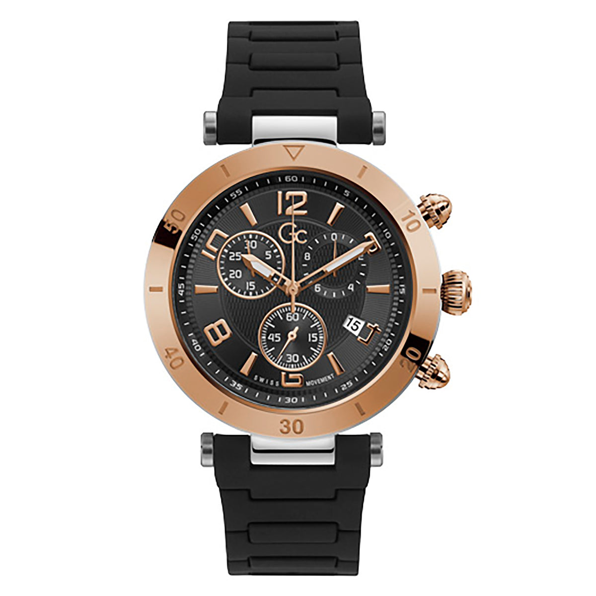 Gc Men's Watch Silver & Rose Gold Case Quartz