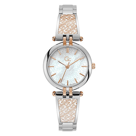Gc Women's Watch Silver & Rose Gold Case Quartz