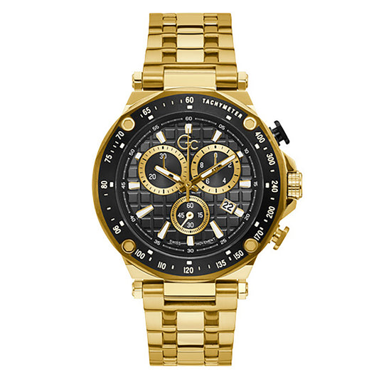 Gc Men's Watch Yellow Gold Case Quartz