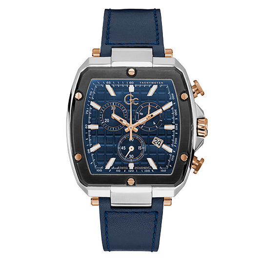 Gc Men's Watch Silver & Gun-Metal Case Quartz